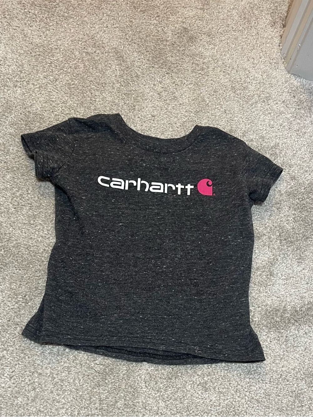 Carhartt Kids Dark Gray Tee with Pink Logo